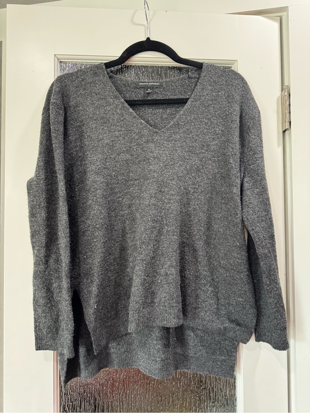 Banana Republic Charcoal Heather V-Neck Sweater